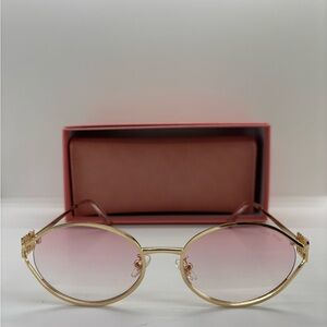 Gold Frame Sunglasses with Pink Gradient  Lenses